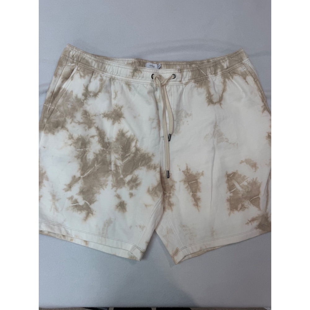 Onia Mens XXL Tie Dye Sweat Shorts Tan Cream Drawstring Fleece Lounge OM 21 513